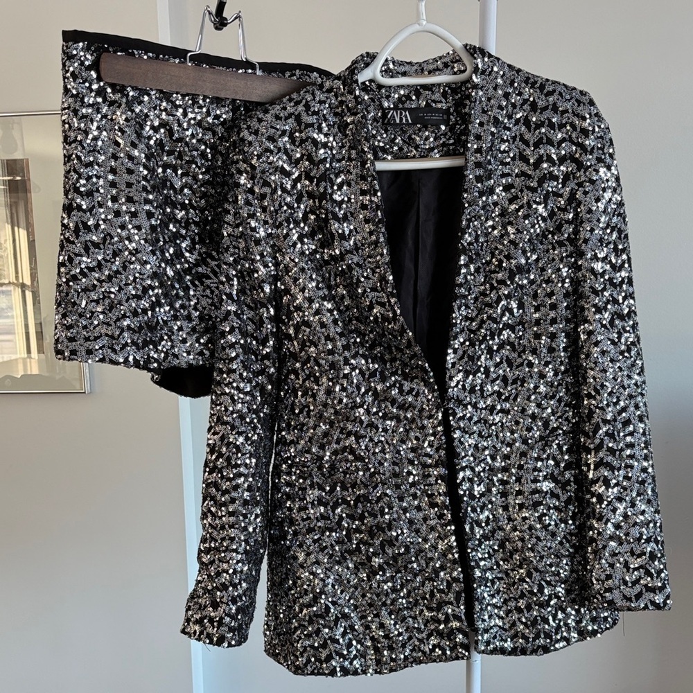 Zara Shimmering Silver and Black Ensemble